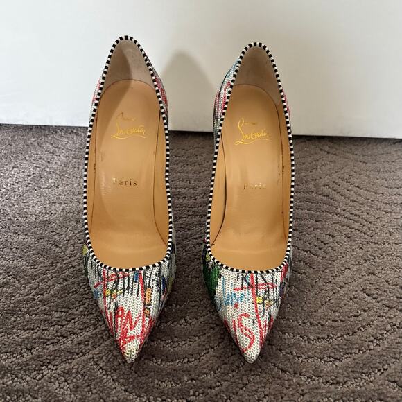 Christian Louboutin Decolette 554 100 Paillette Pump Sequin Multicolor Size 37.5 - Picture 2 of 15